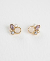 ナチュラルストーンとビジューのチタンポストピアス【MUK Dreamy stone】