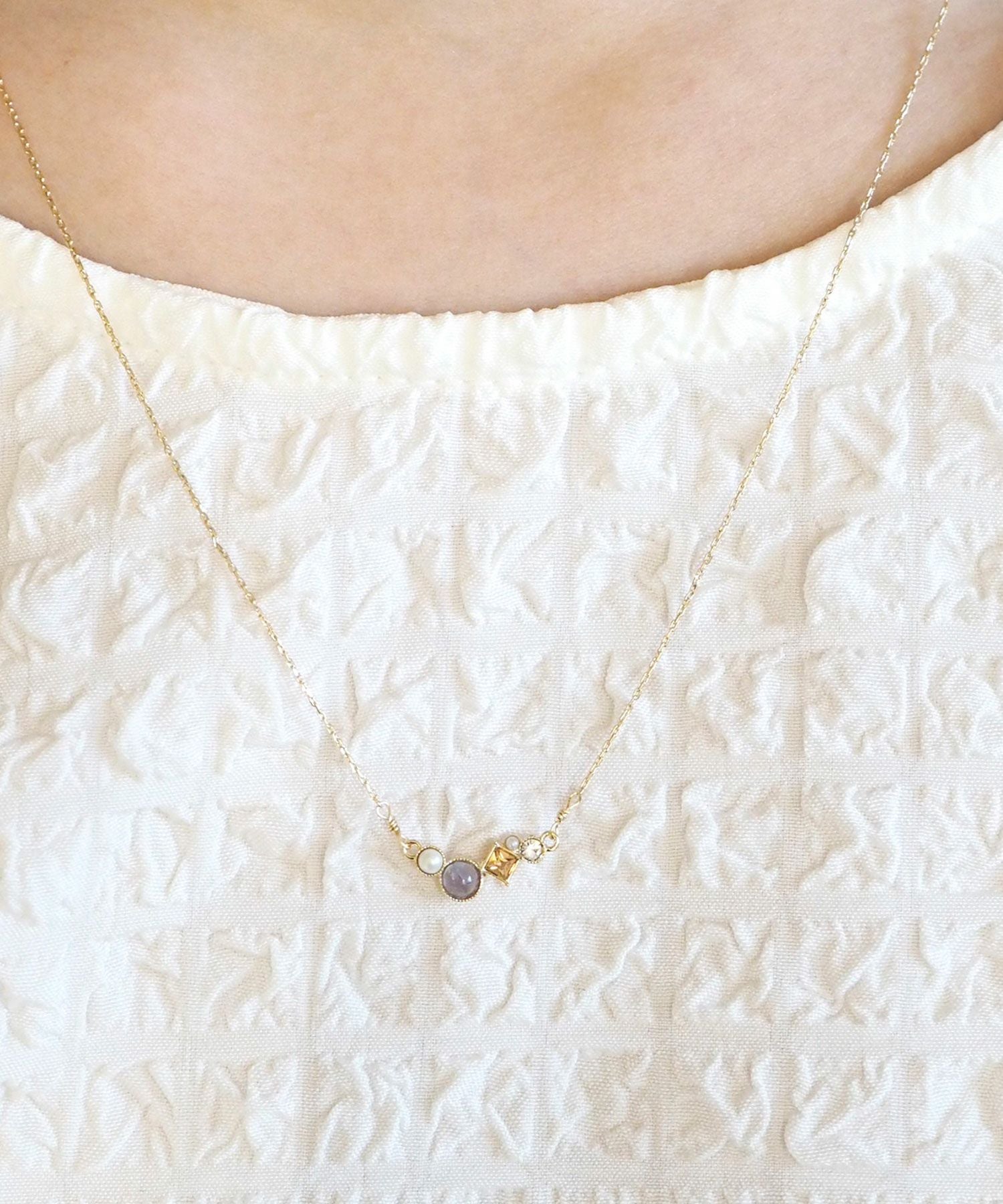 ナチュラルストーンとビジューのプチペンダント【MUK Dreamy stone】