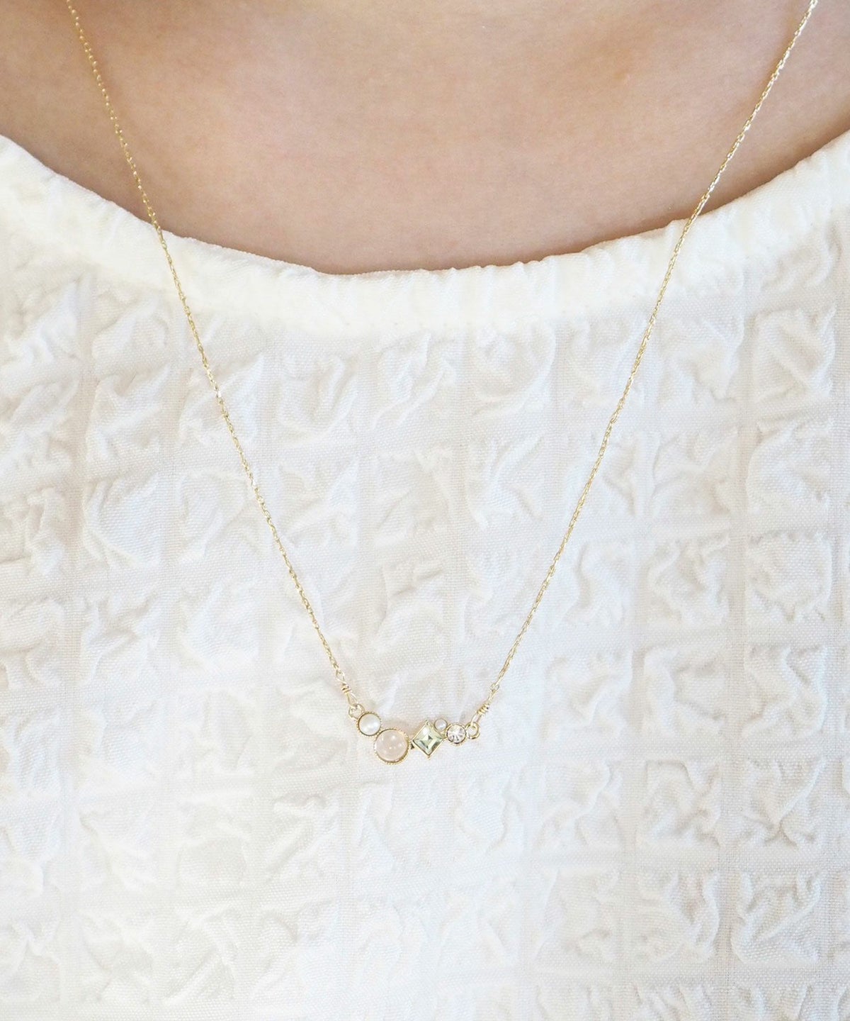 ナチュラルストーンとビジューのプチペンダント【MUK Dreamy stone】