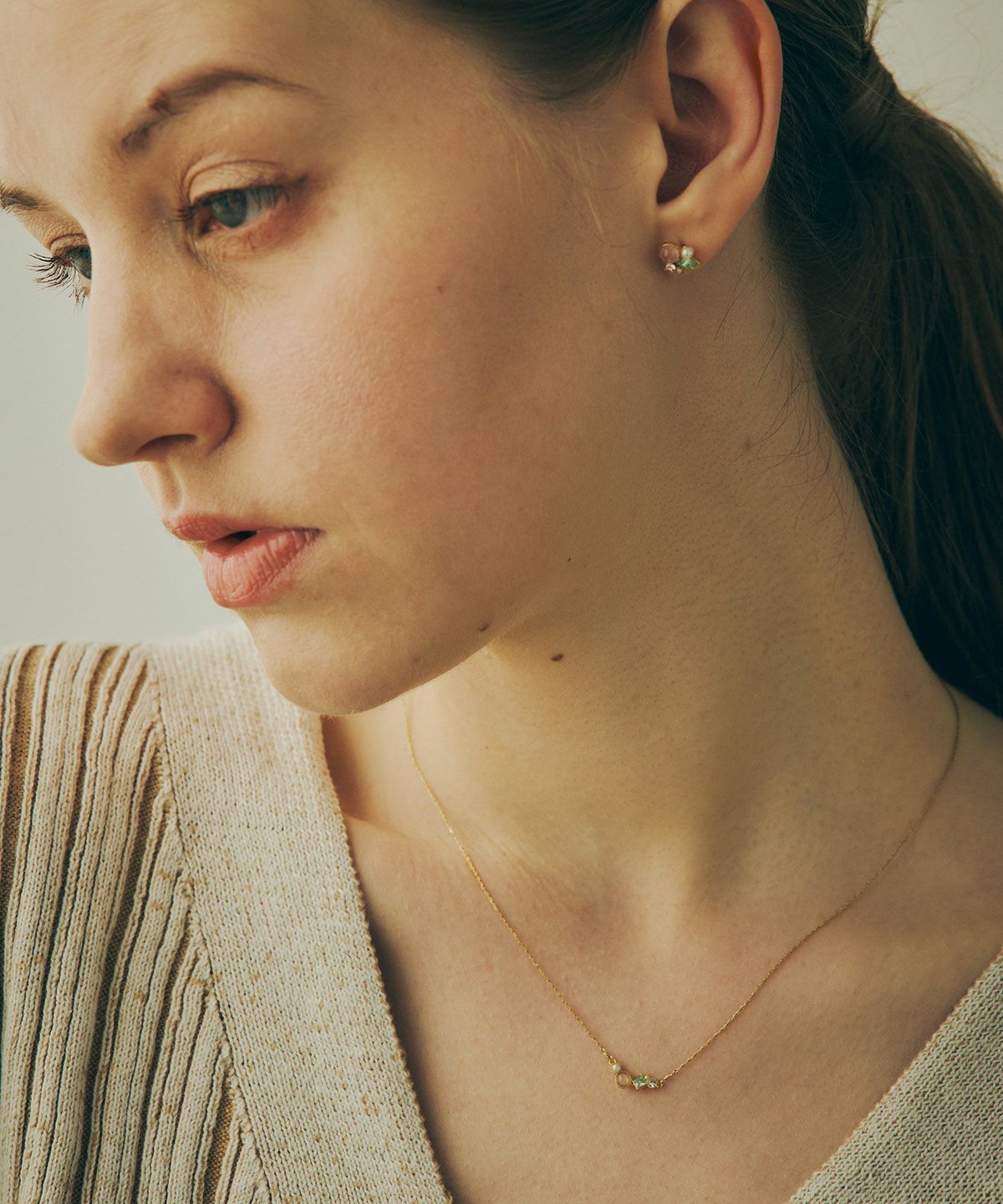 ナチュラルストーンとビジューのプチペンダント【MUK Dreamy stone】