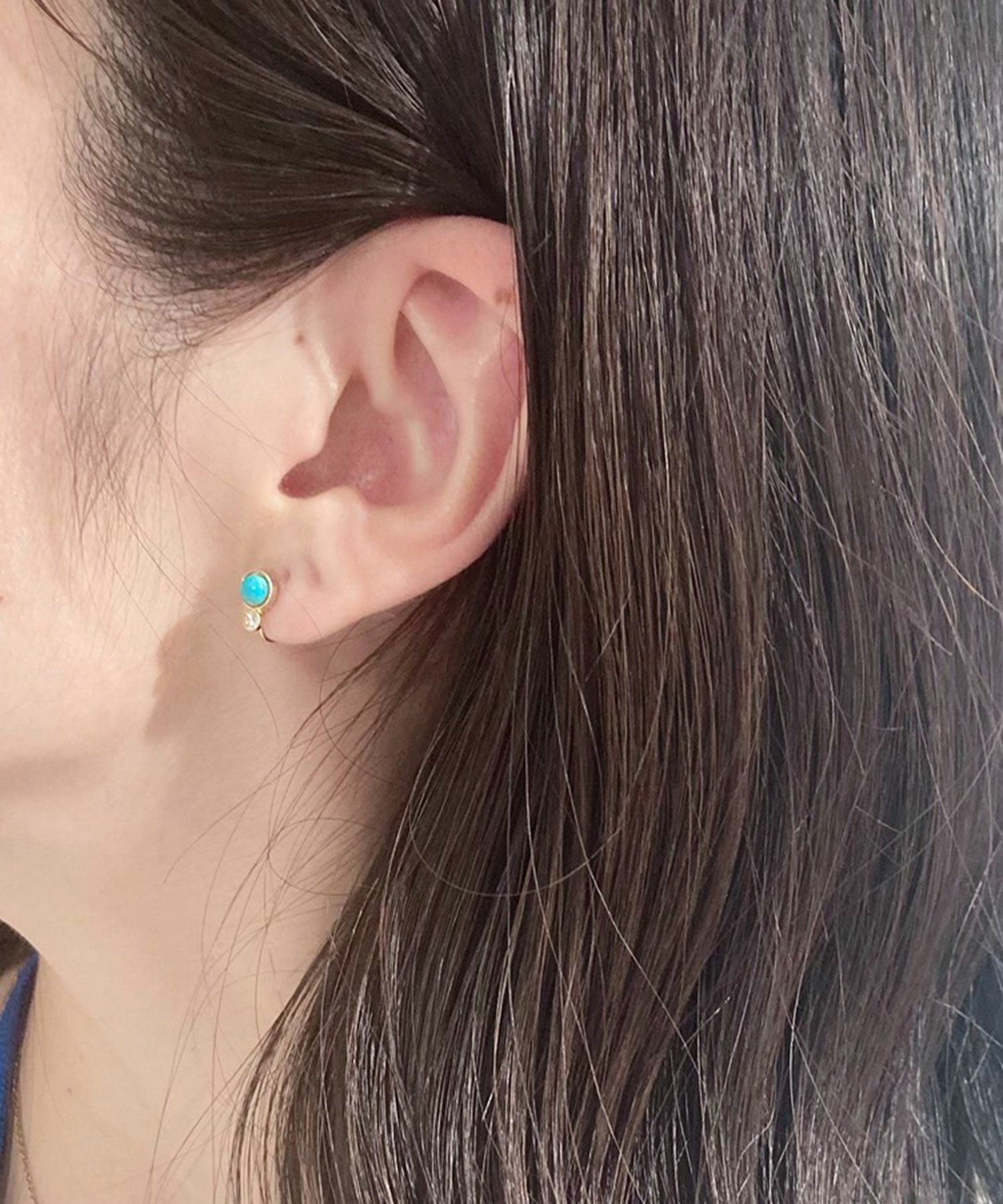 ナチュラルストーンとクリスタルのチタンポストピアス【MUK Dreamy stone】