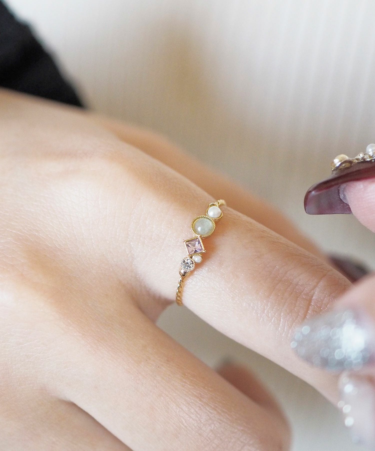 ナチュラルストーンとビジューのリング【MUK Dreamy stone】 | 【公式