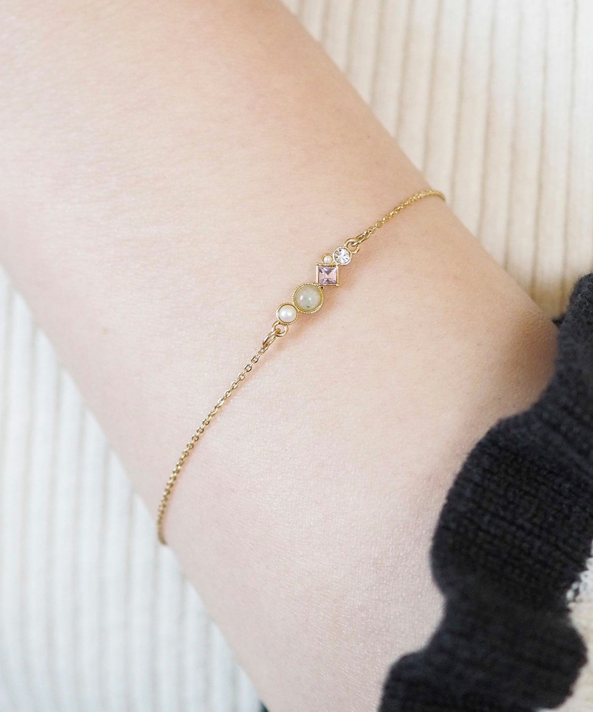 ナチュラルストーンとビジューのブレスレット【MUK Dreamy stone】