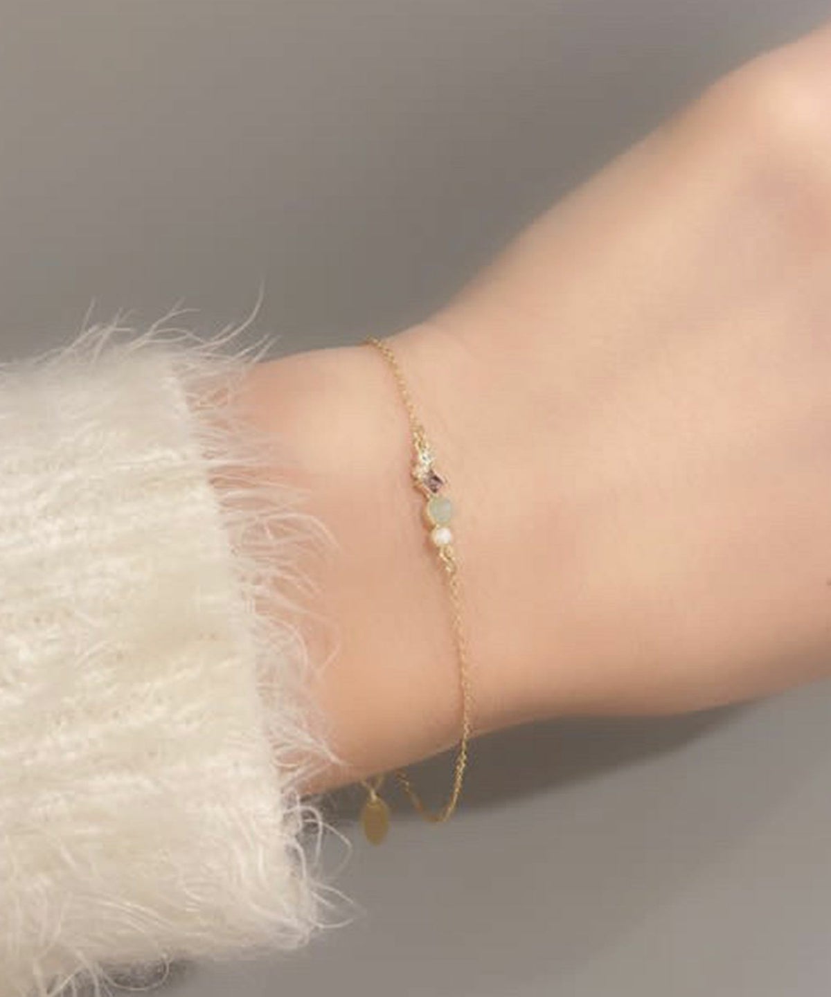 ナチュラルストーンとビジューのブレスレット【MUK Dreamy stone】