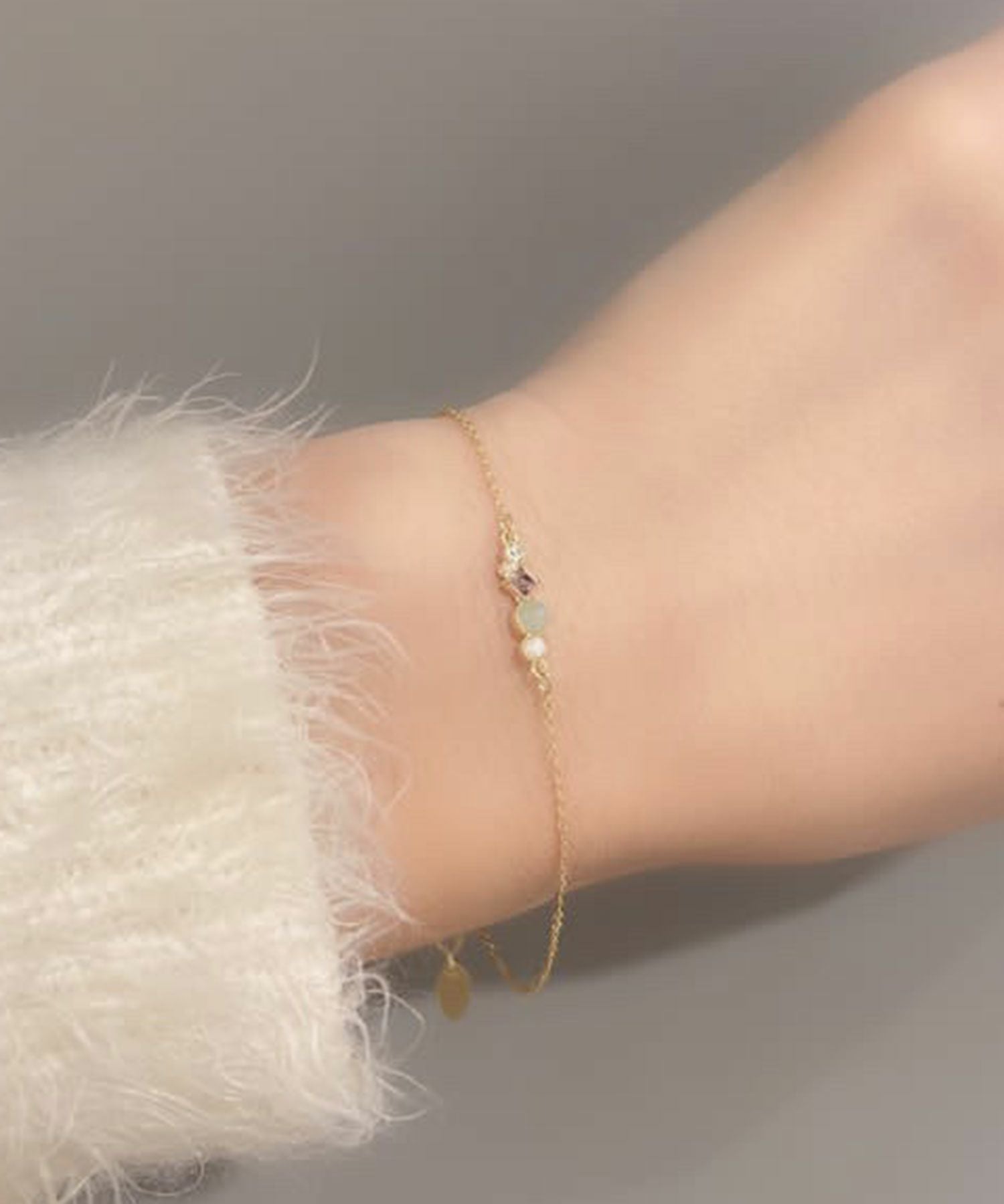 ナチュラルストーンとビジューのブレスレット【MUK Dreamy stone】