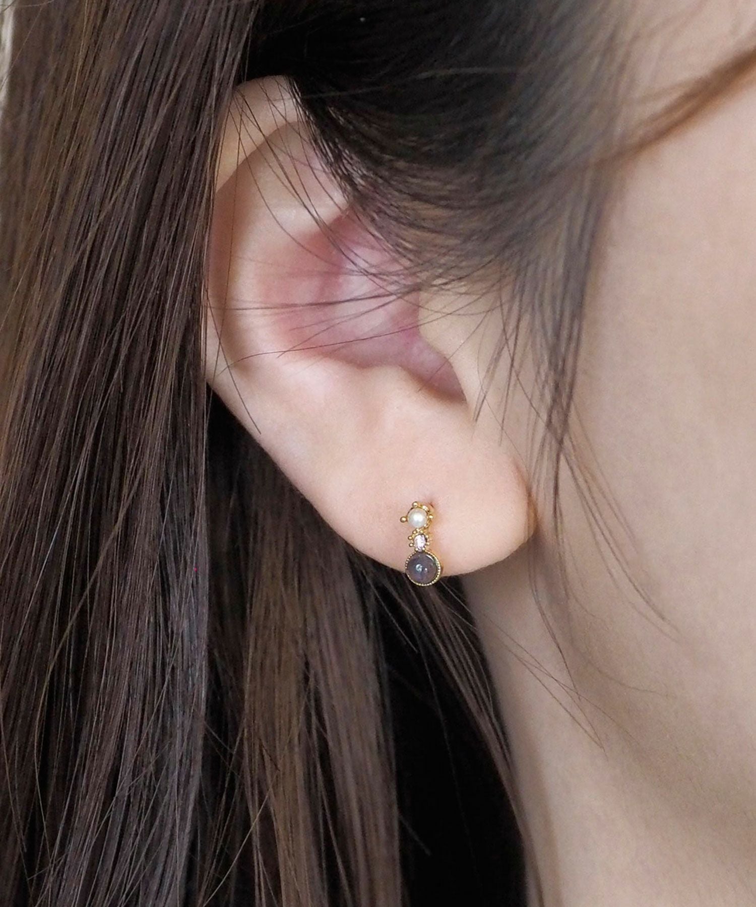 ナチュラルストーンクラシックチタンポストピアス【MUK Dreamy stone】