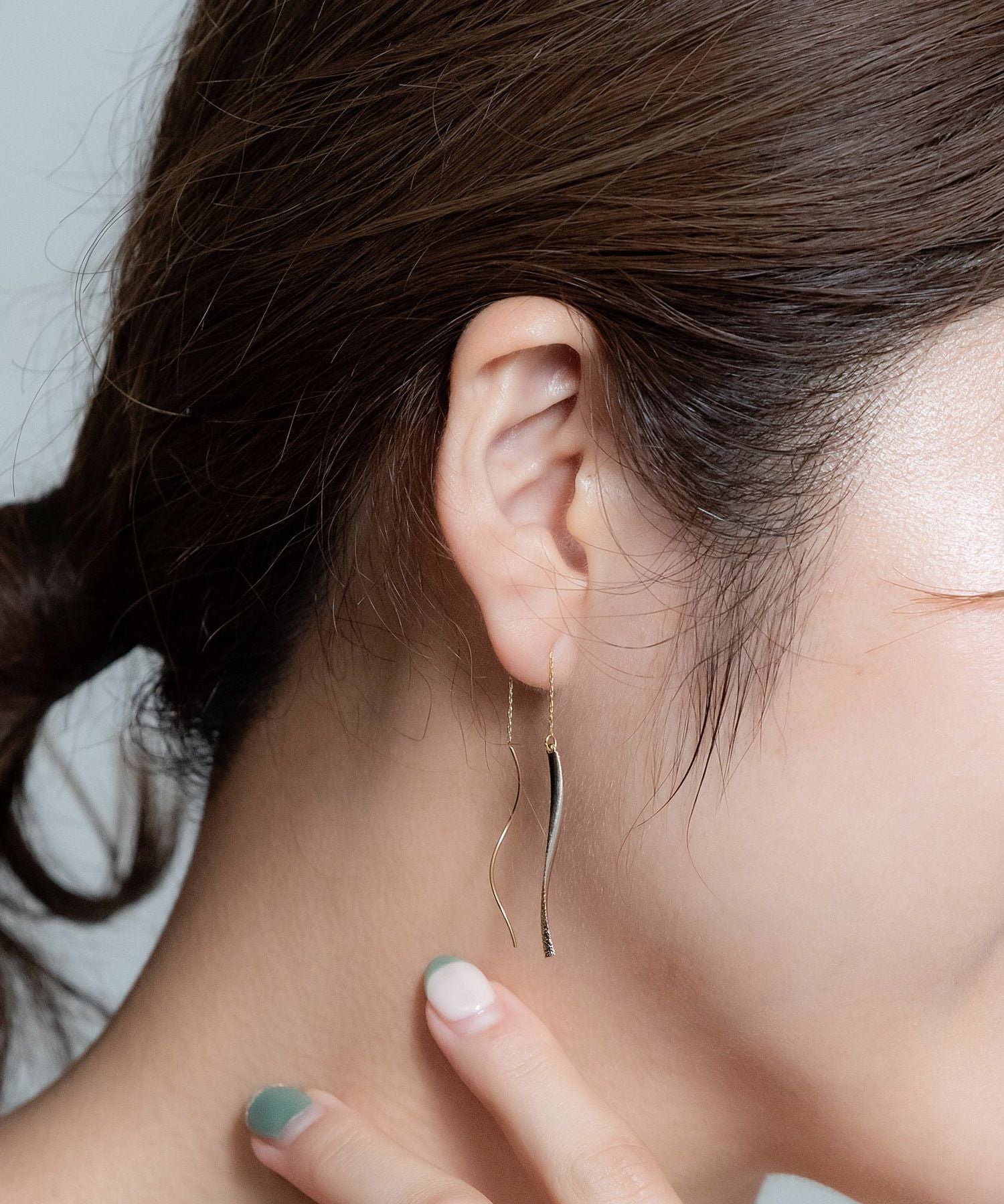 チェーンサージカルステンレスアメリカンピアス＆イヤーカフセット