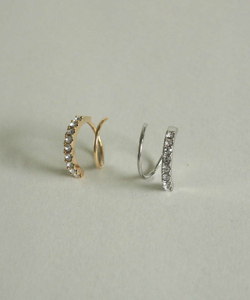 ラインストーンスパイラルピアス