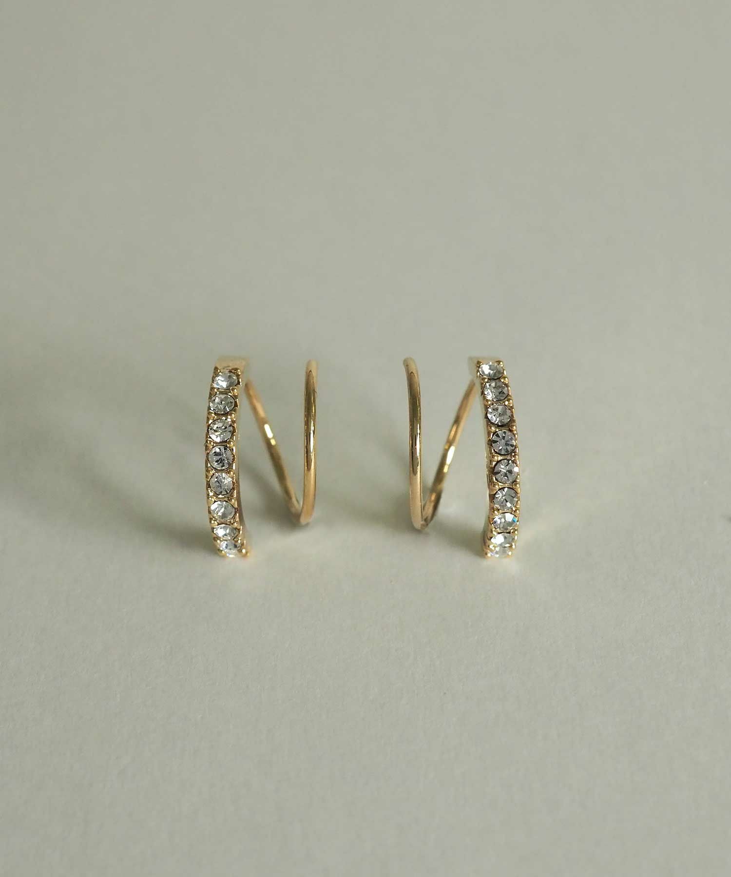 ラインストーンスパイラルピアス