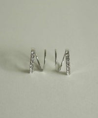 ラインストーンスパイラルピアス