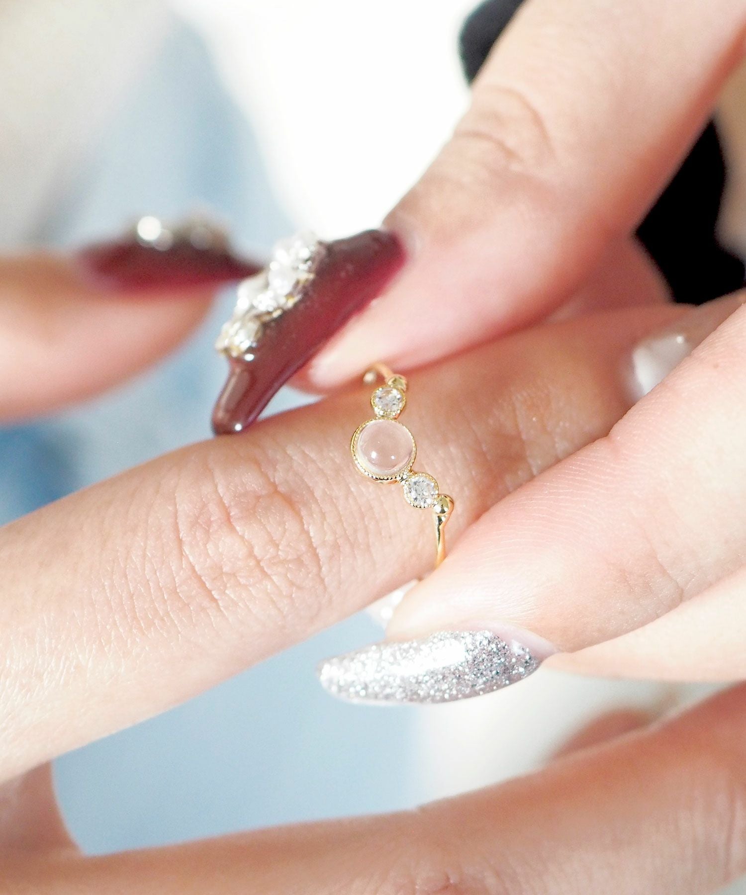 ナチュラルストーンとクリスタルのリング【MUK Dreamy stone】