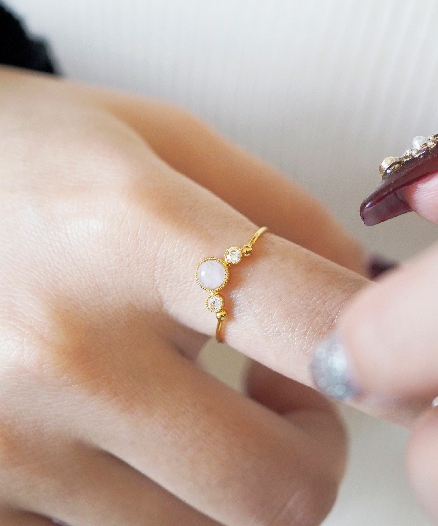 ナチュラルストーンとクリスタルのリング【MUK Dreamy stone】