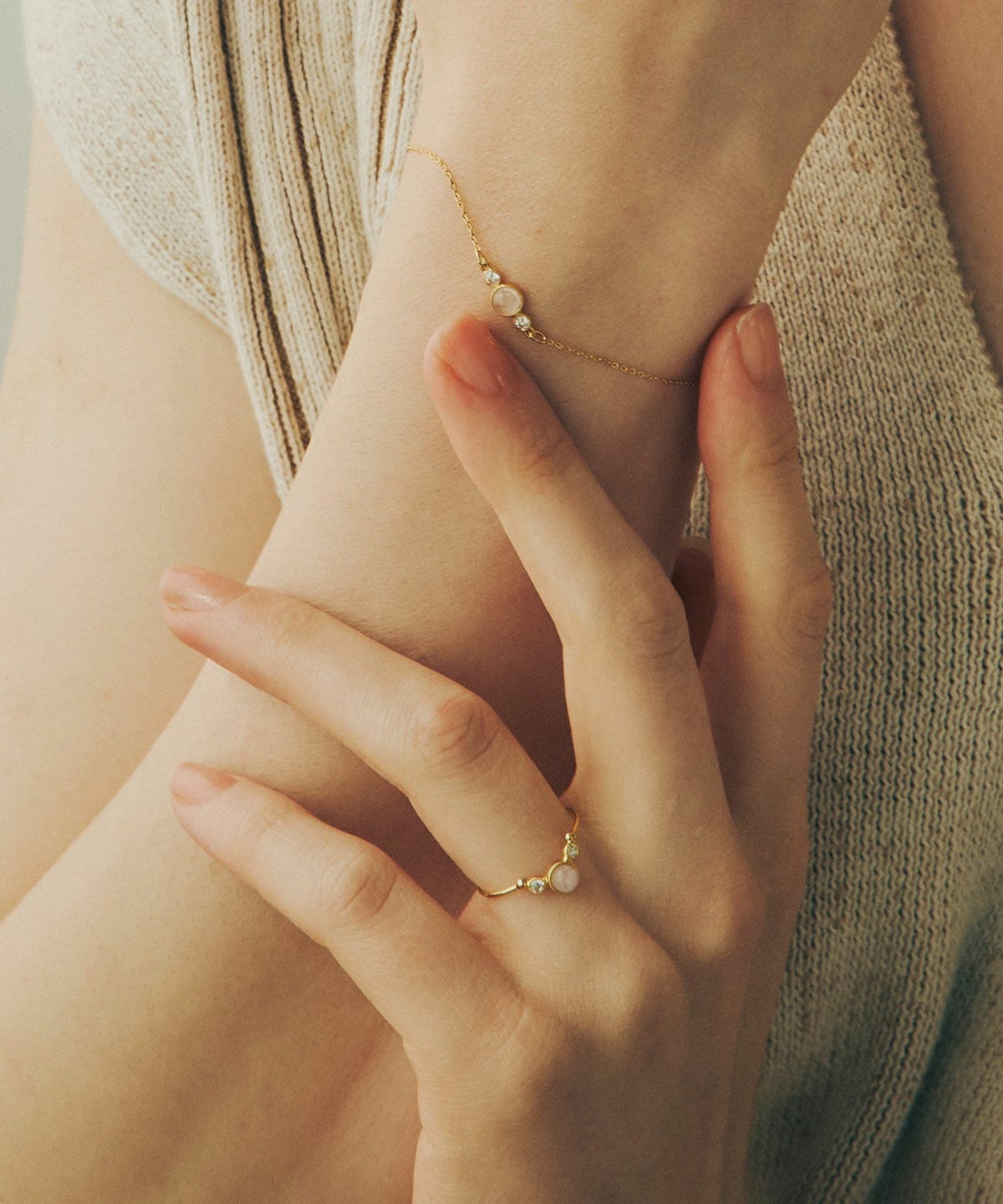 ナチュラルストーンとクリスタルのリング【MUK Dreamy stone】