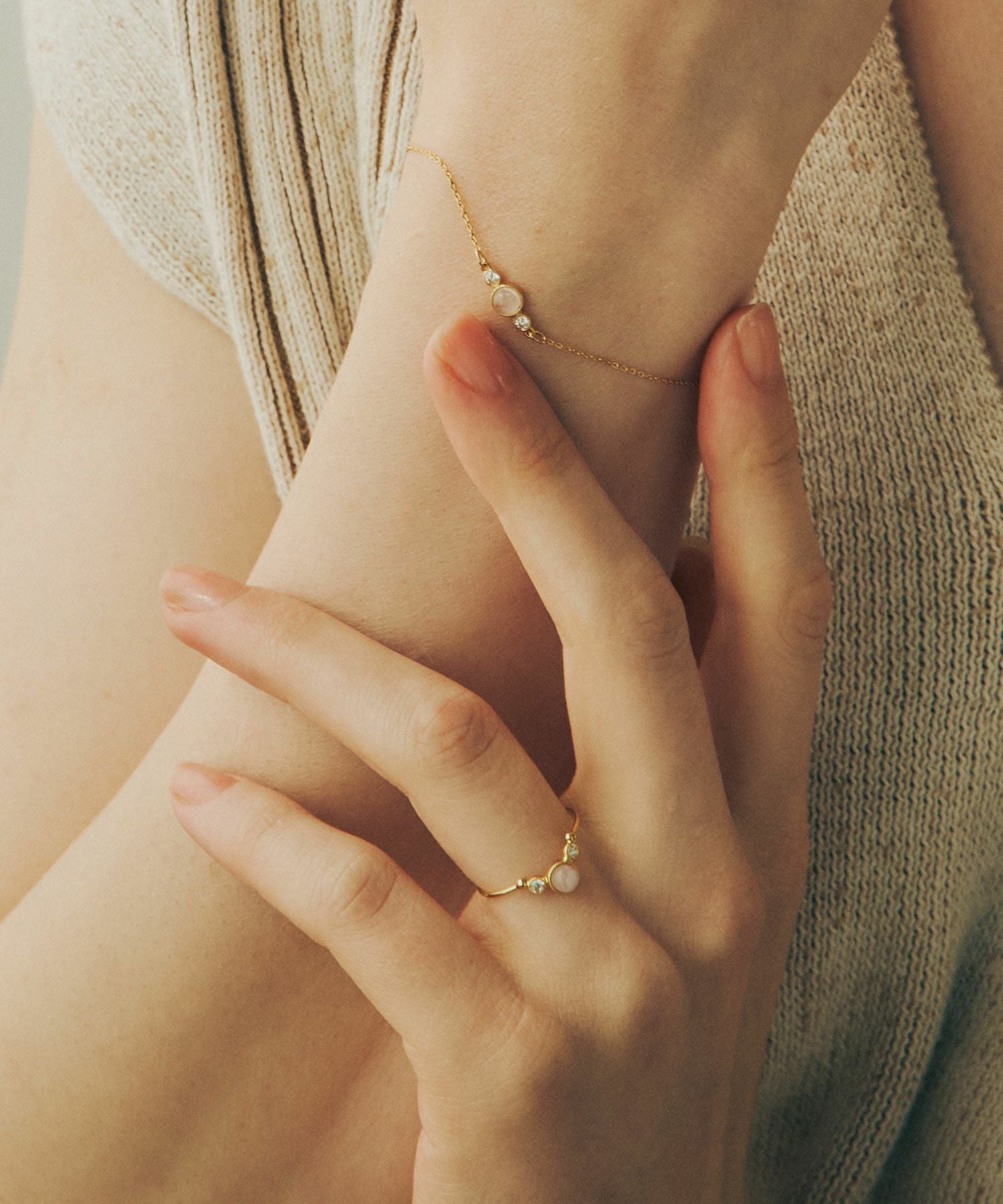 ナチュラルストーンとクリスタルのリング【MUK Dreamy stone】