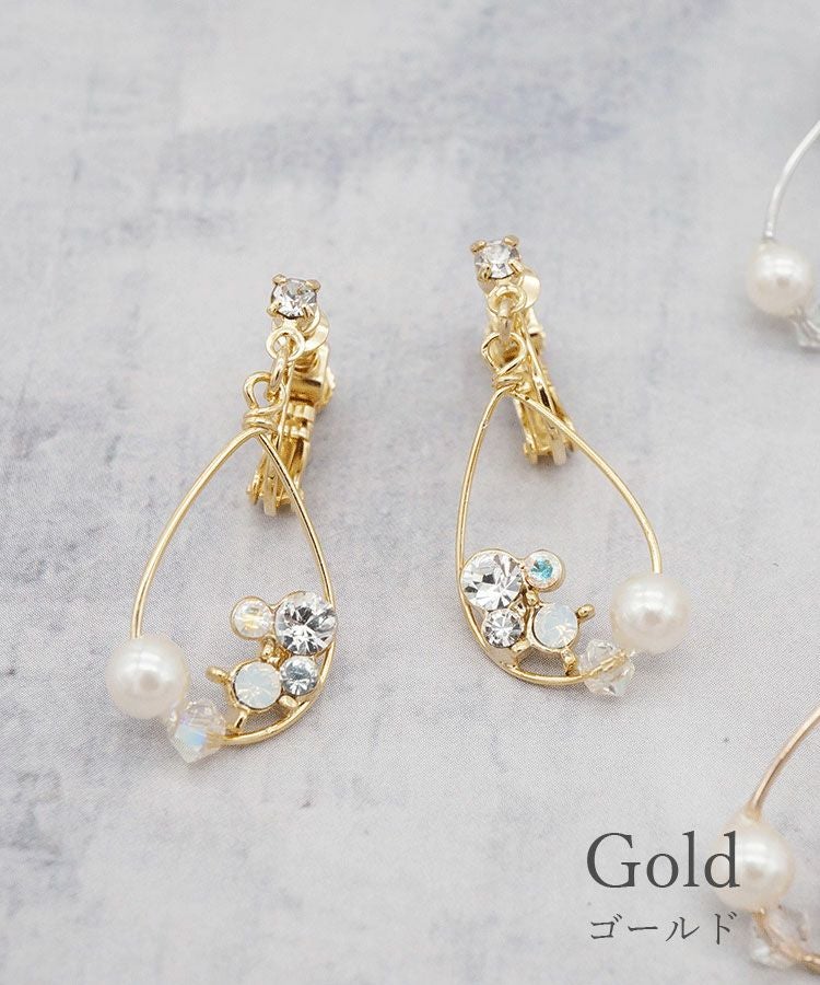 ドロップラインストーンIMFスプリングイヤリング