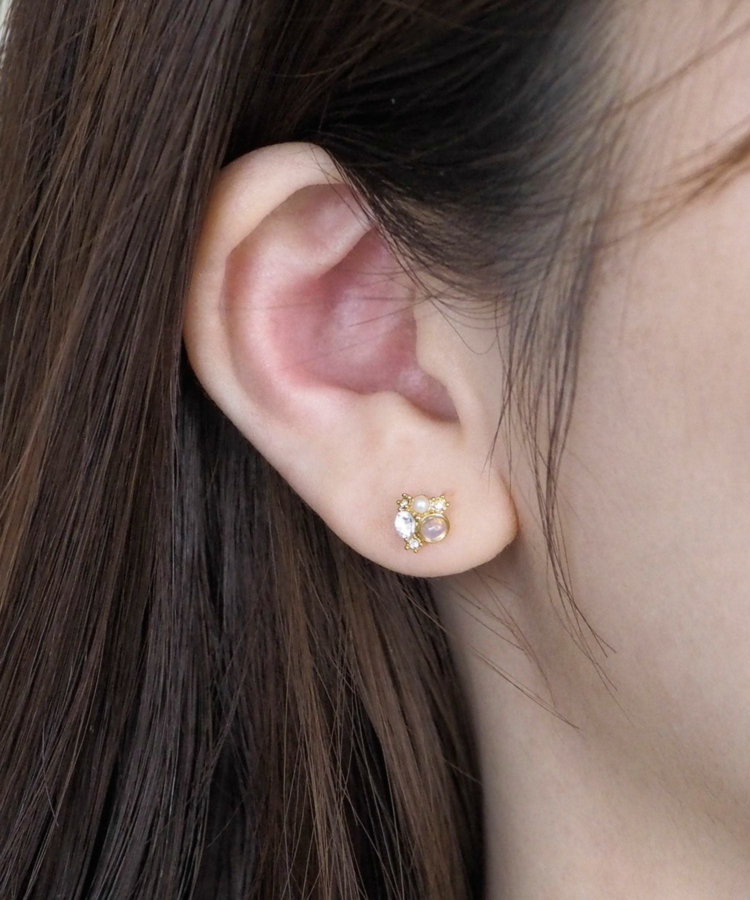 ナチュラルストーンプチビジューチタンポストピアス【MUK Dreamy stone