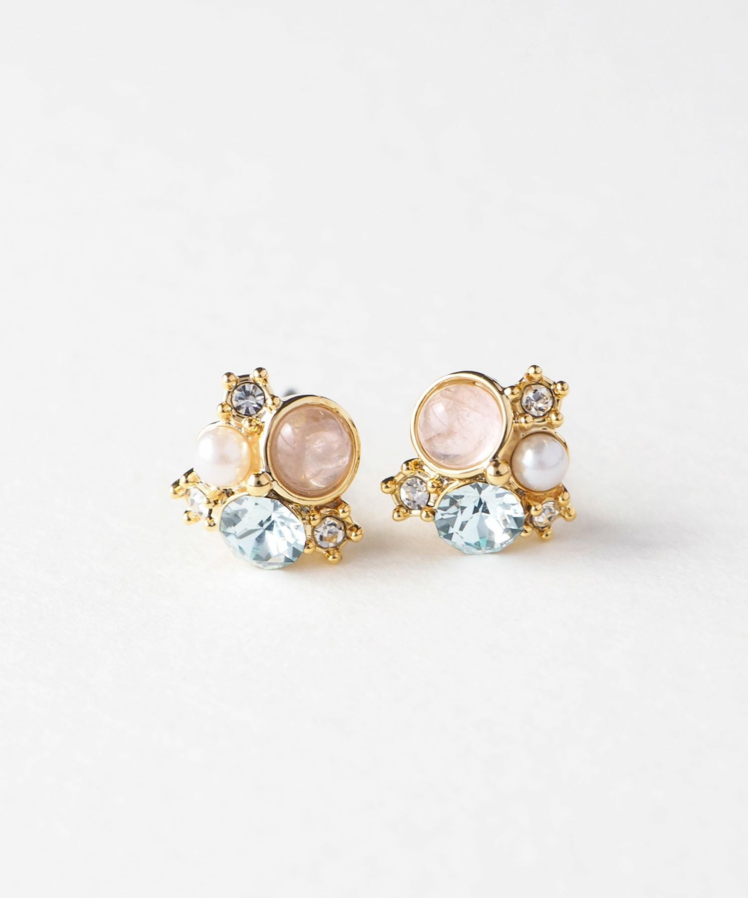 ナチュラルストーンプチビジューチタンポストピアス【MUK Dreamy stone