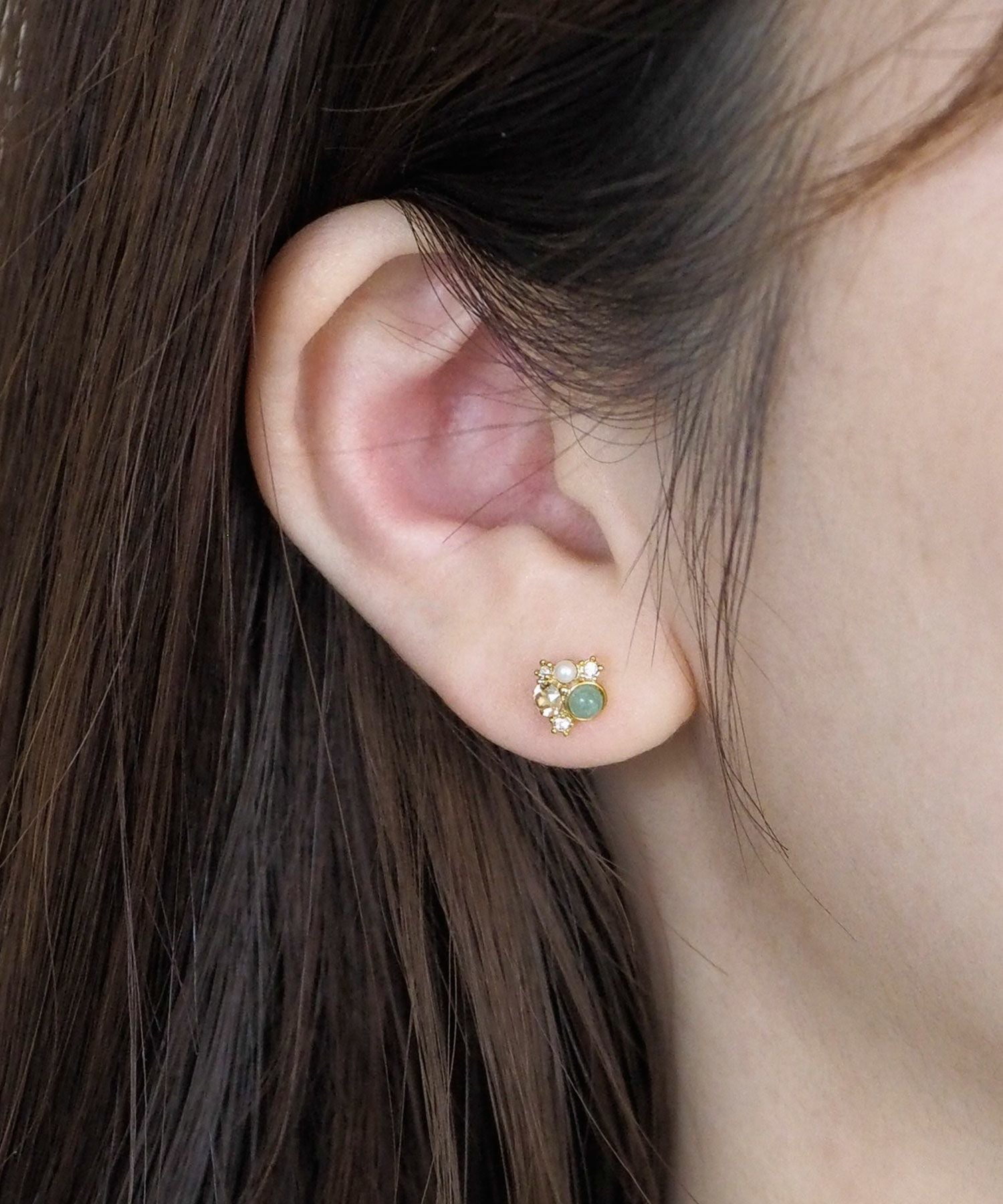 ナチュラルストーンプチビジューチタンポストピアス【MUK Dreamy stone