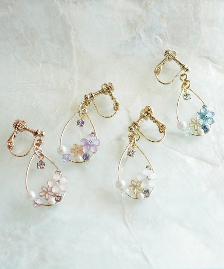 ドロップラインフラワーIMFスプリングイヤリング