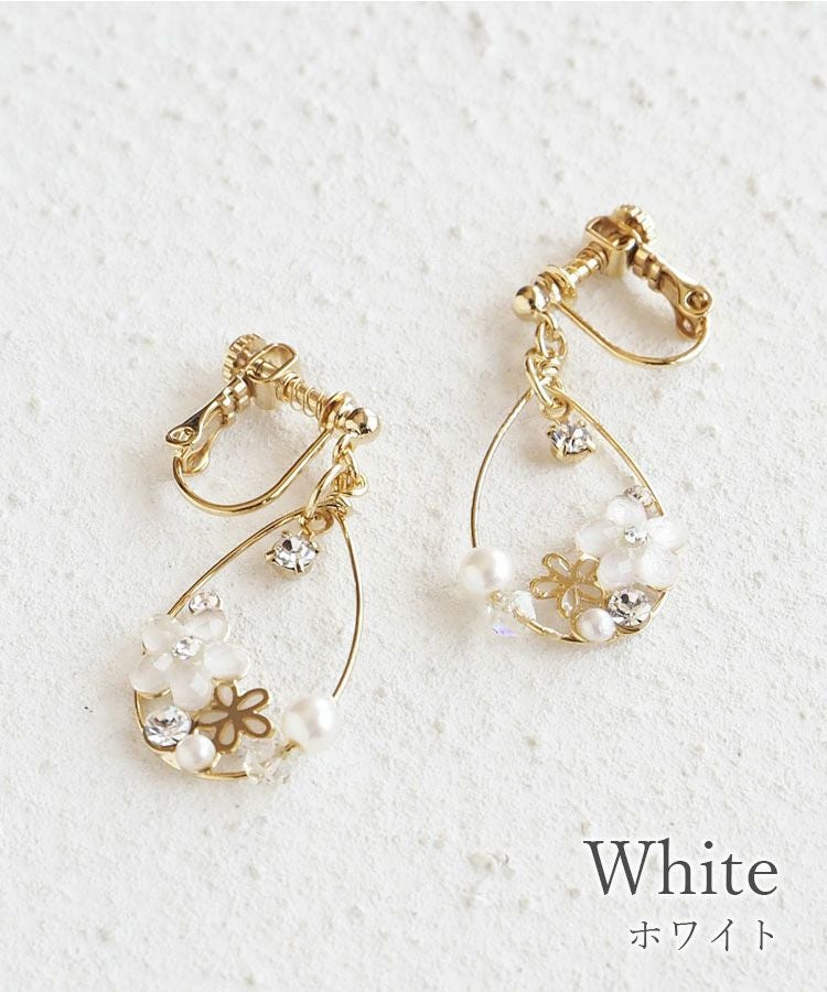 ドロップラインフラワーIMFスプリングイヤリング