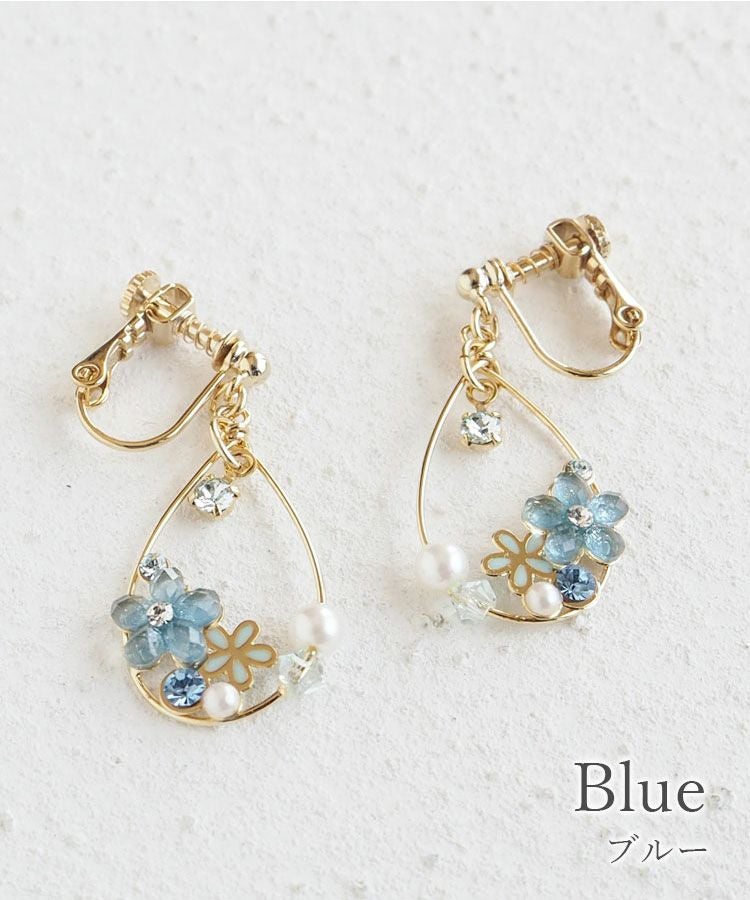 ドロップラインフラワーIMFスプリングイヤリング