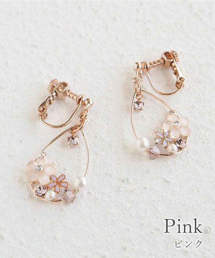 ドロップラインフラワーIMFスプリングイヤリング