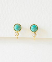 ナチュラルストーンとクリスタルのノンホールイヤリング【MUK Dreamy stone】