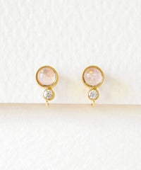 ナチュラルストーンとクリスタルのノンホールイヤリング【MUK Dreamy stone】