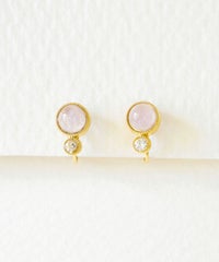 ナチュラルストーンとクリスタルのノンホールイヤリング【MUK Dreamy stone】