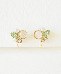 ナチュラルストーンとビジューのノンホールイヤリング【MUK Dreamy stone】