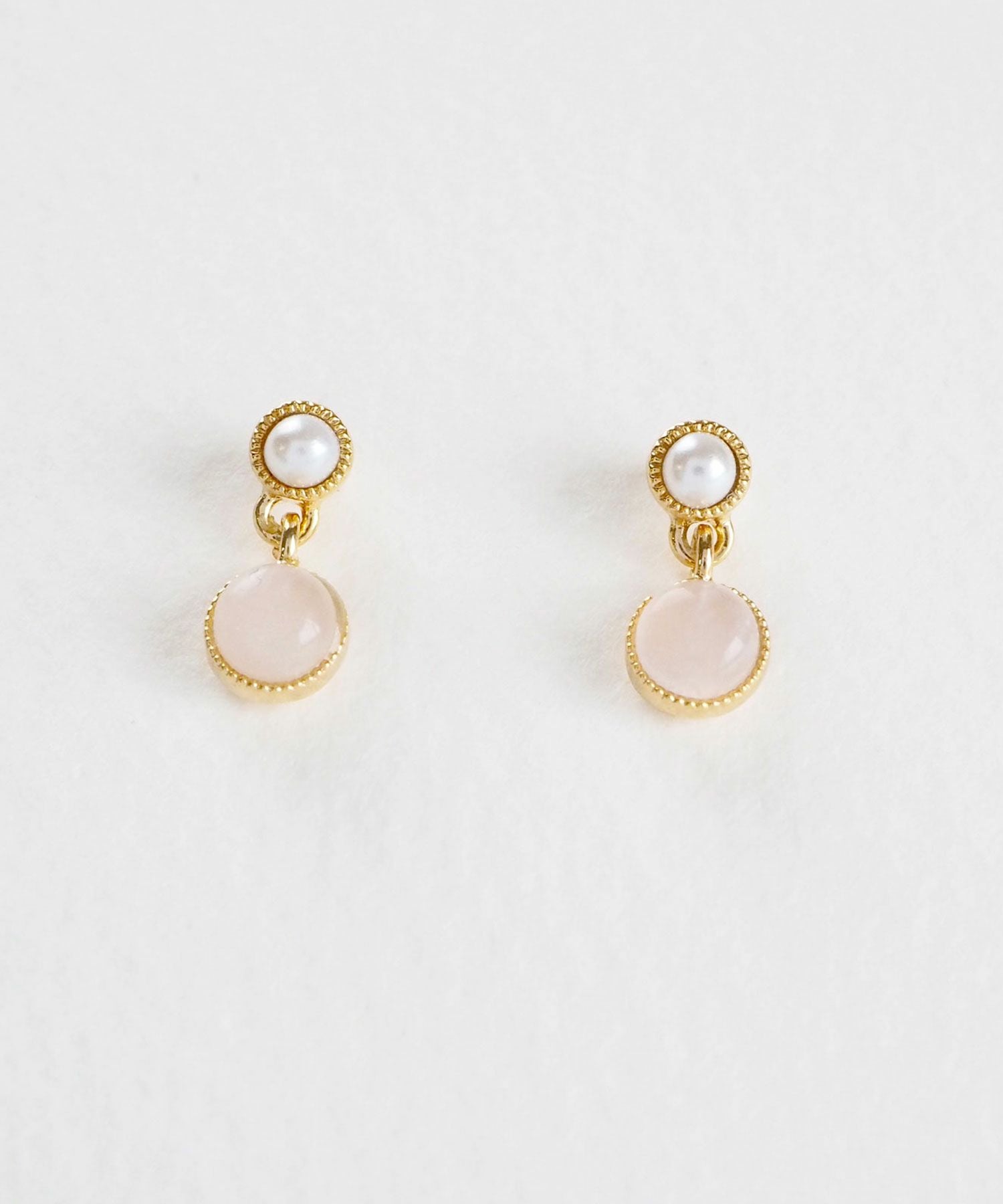 ナチュラルストーンとパールのノンホールイヤリング【MUK Dreamy stone】