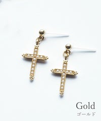 パールクロスセラミックポストピアス