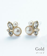 ブルームパールビジューセラミックポストピアス