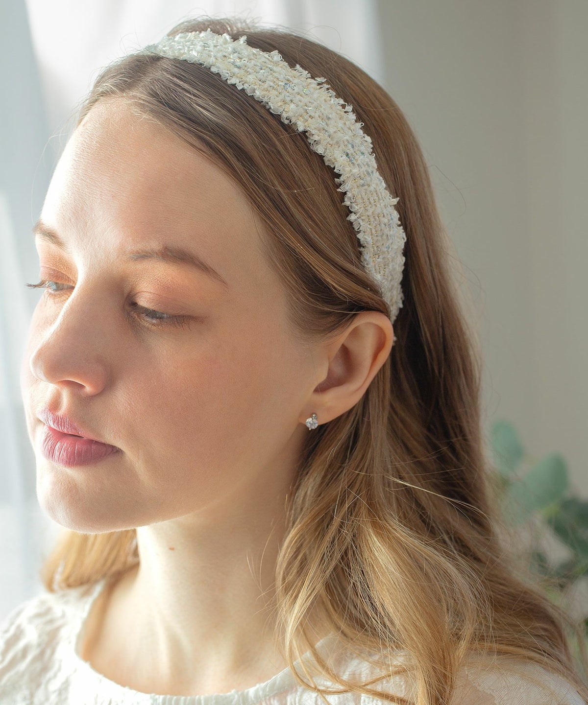 シンプルラウンドストーンセラミックポストピアス(6.5mm)