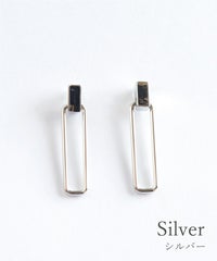 レクタングルフレームセラミックポストピアス