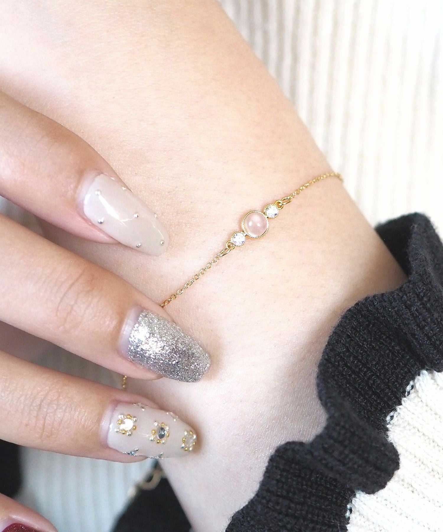 ナチュラルストーンとクリスタルのブレスレット【MUK Dreamy stone】