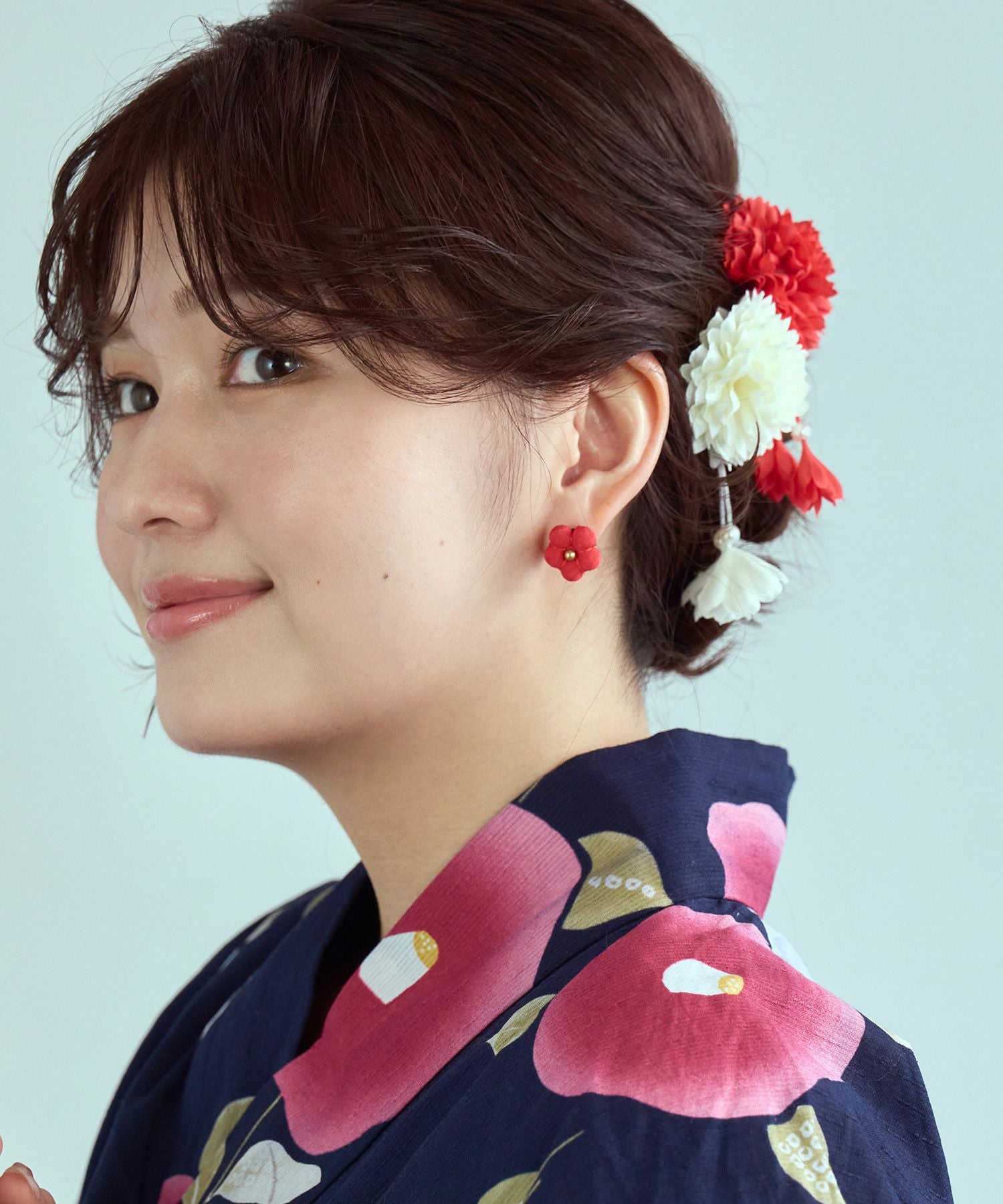 ラズベリー　デザイン 片耳ピアス ハンドメイド anima uni 梅ちりめん細工ピアス【雅 -MIYABI-】 | 【公式】MUK ONLINE SHOP