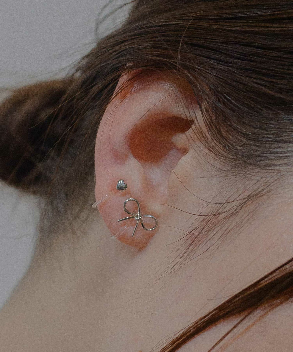 リボンセット抗菌樹脂ノンホールイヤリング