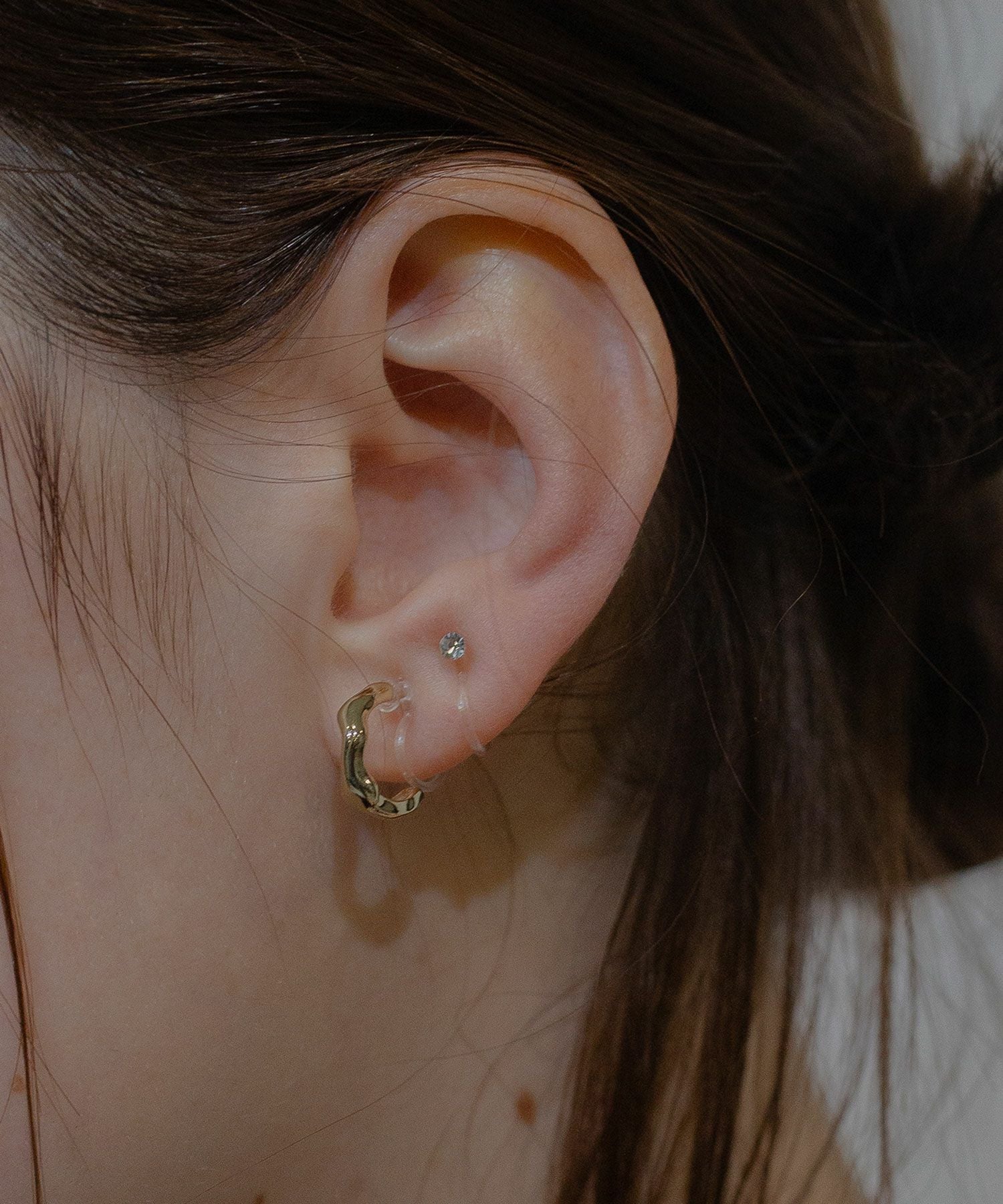 ニュアンスフープセット抗菌樹脂ノンホールイヤリング