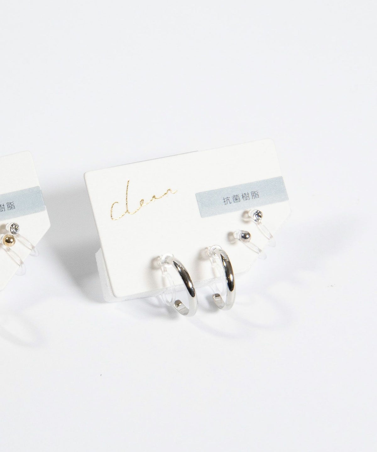 シンプルフープセット抗菌樹脂ノンホールイヤリング