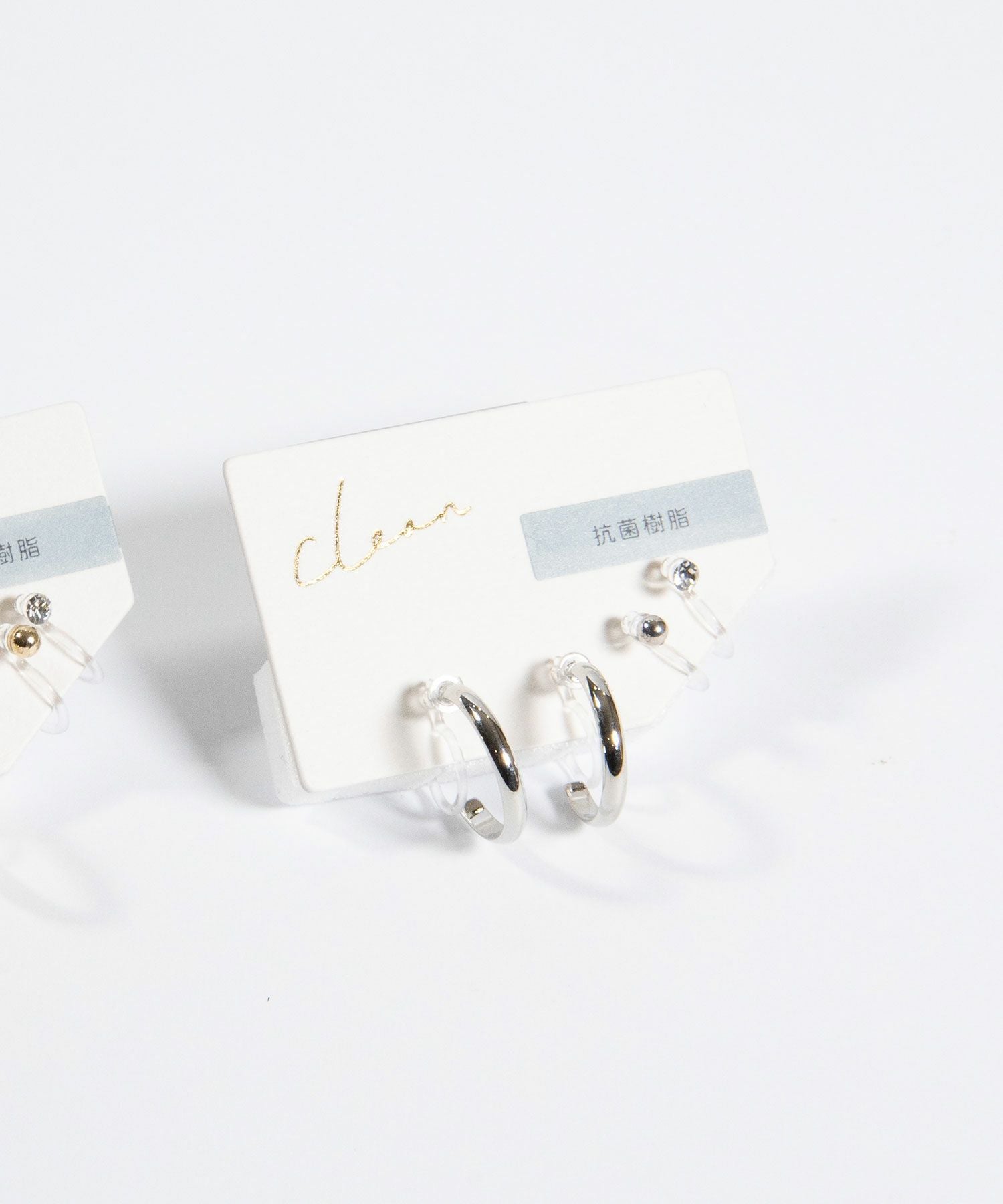 シンプルフープセット抗菌樹脂ノンホールイヤリング