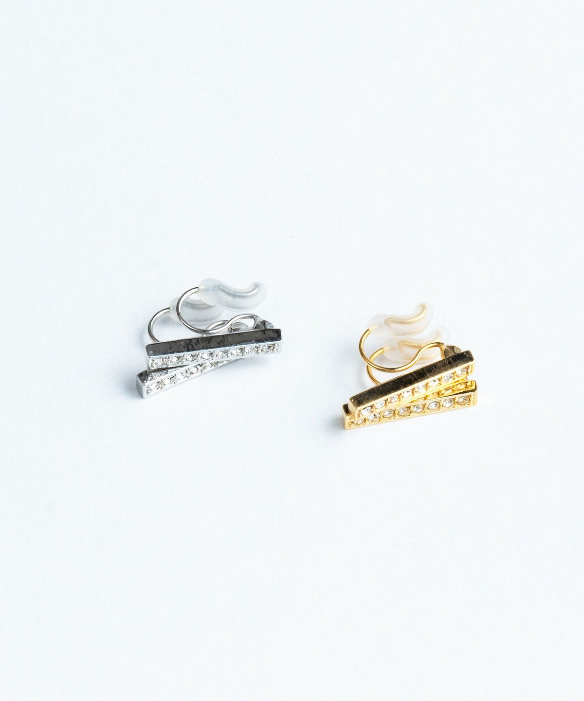 ラインストーンノンホールイヤリング