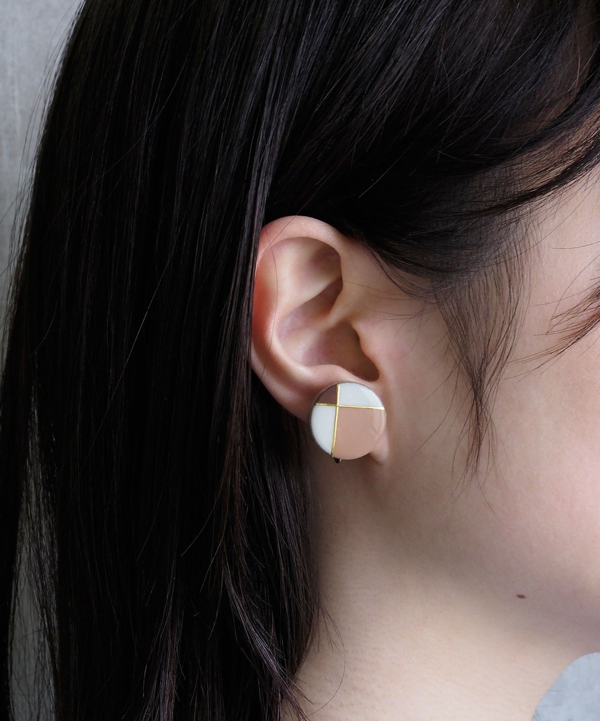 【MUK別注】美濃焼フレンチクラシカルモカブラウングリッドイヤリング【MIKELO】