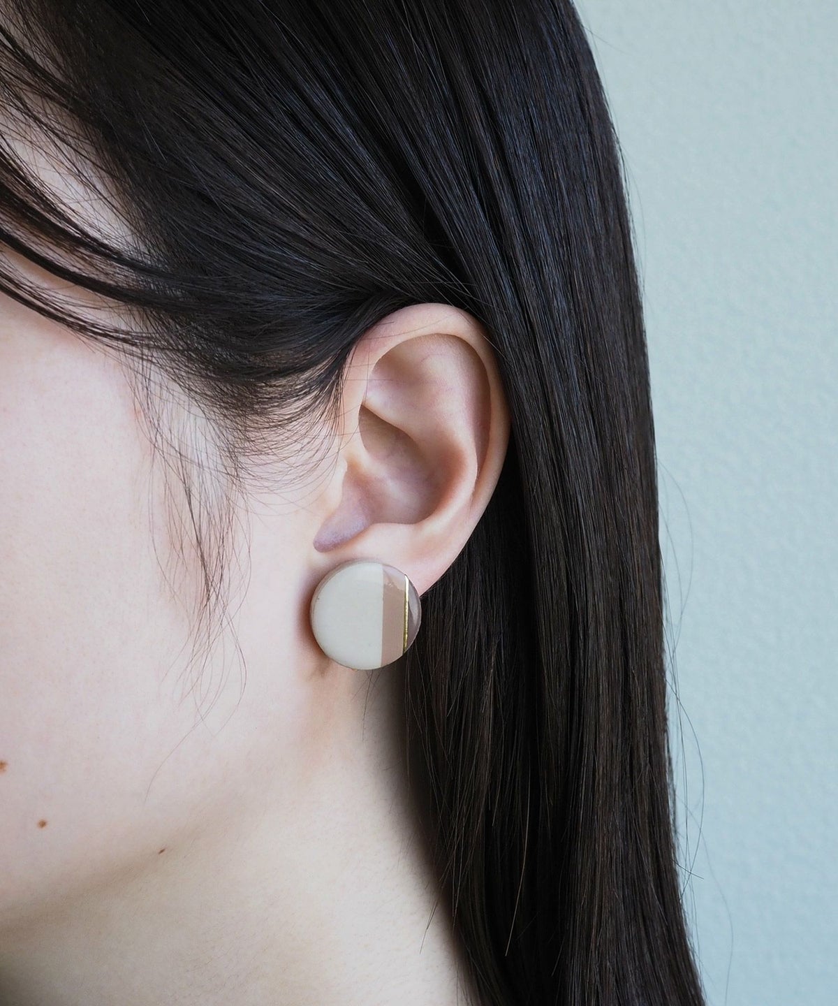 【MUK別注】美濃焼クラシックラインモカブラウンイヤリング【MIKELO】