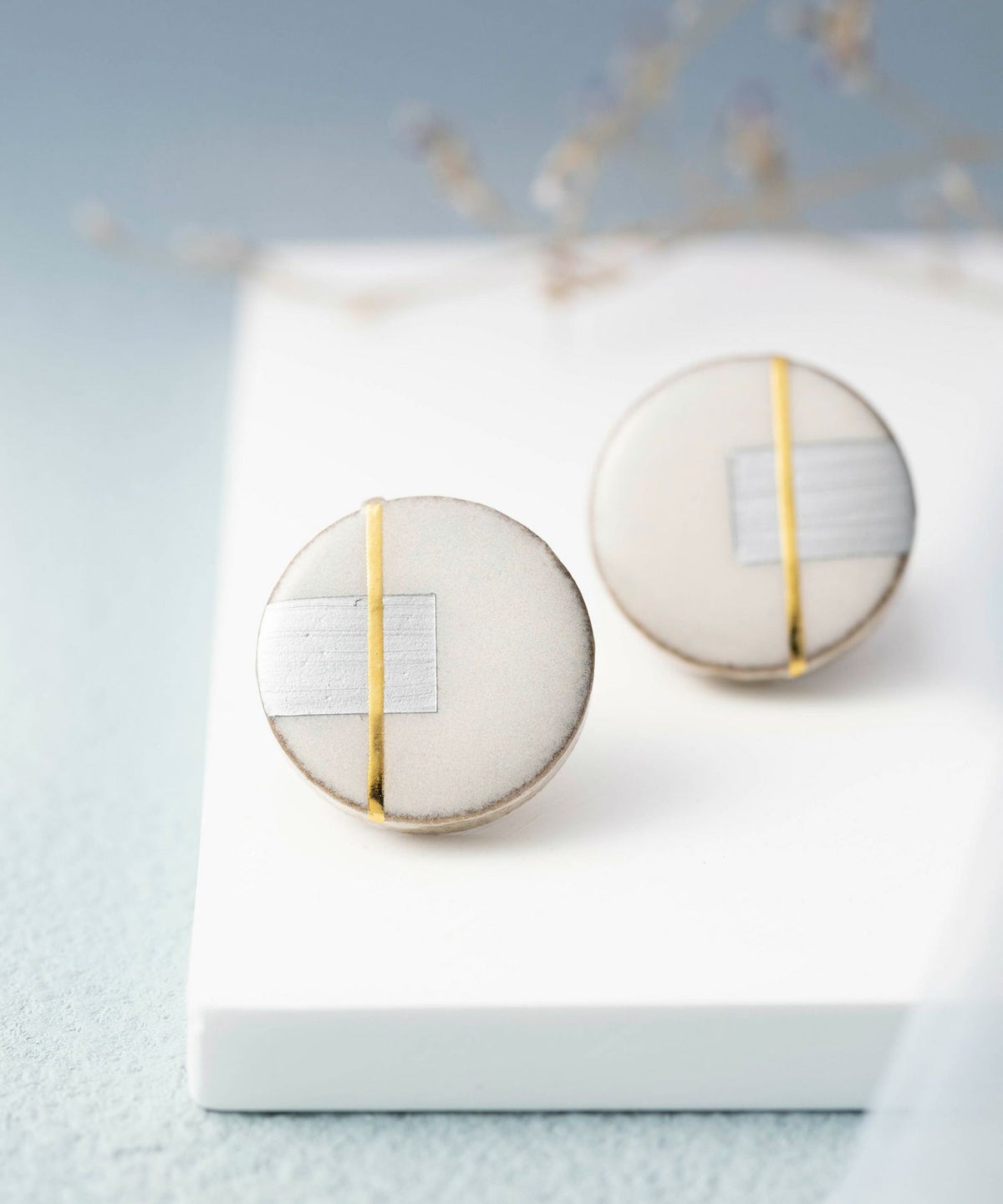 美濃焼クラシックラインスクエアピアス 【MIKELO】