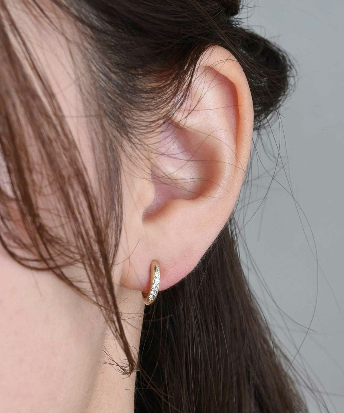 【web限定】ルミタイニーストーンループフィットイヤリング【Lumirise】