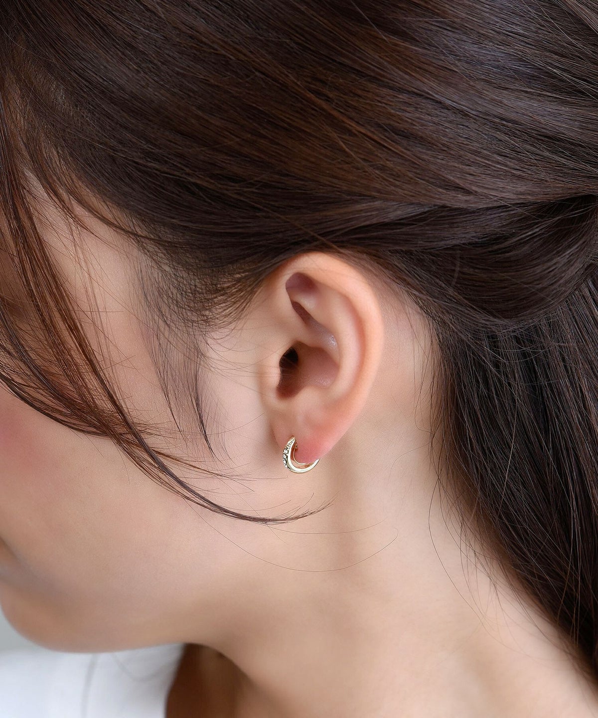 【web限定】ルミタイニーストーンループフィットイヤリング【Lumirise】