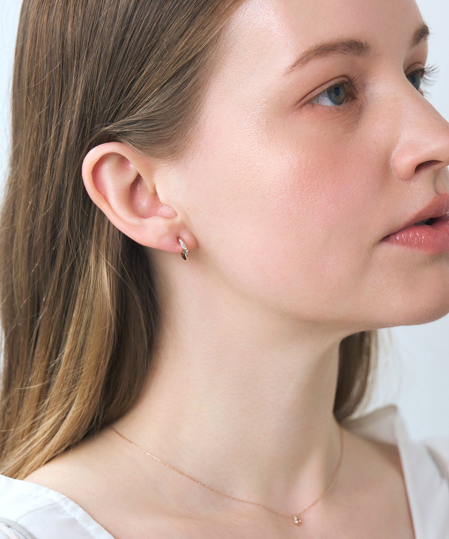 【web限定】ルミタイニーストーンループフィットイヤリング【Lumirise】