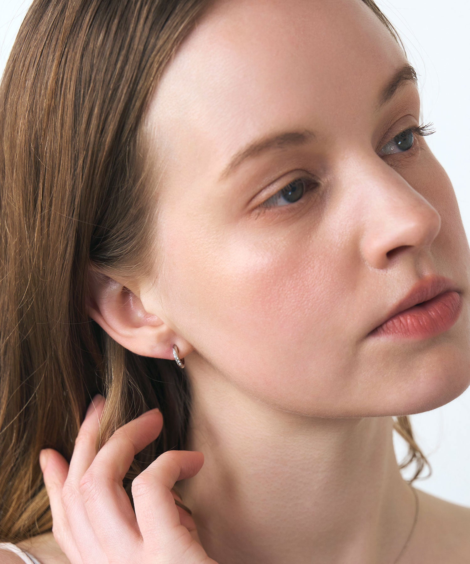 【web限定】ルミタイニーストーンループフィットイヤリング【Lumirise】