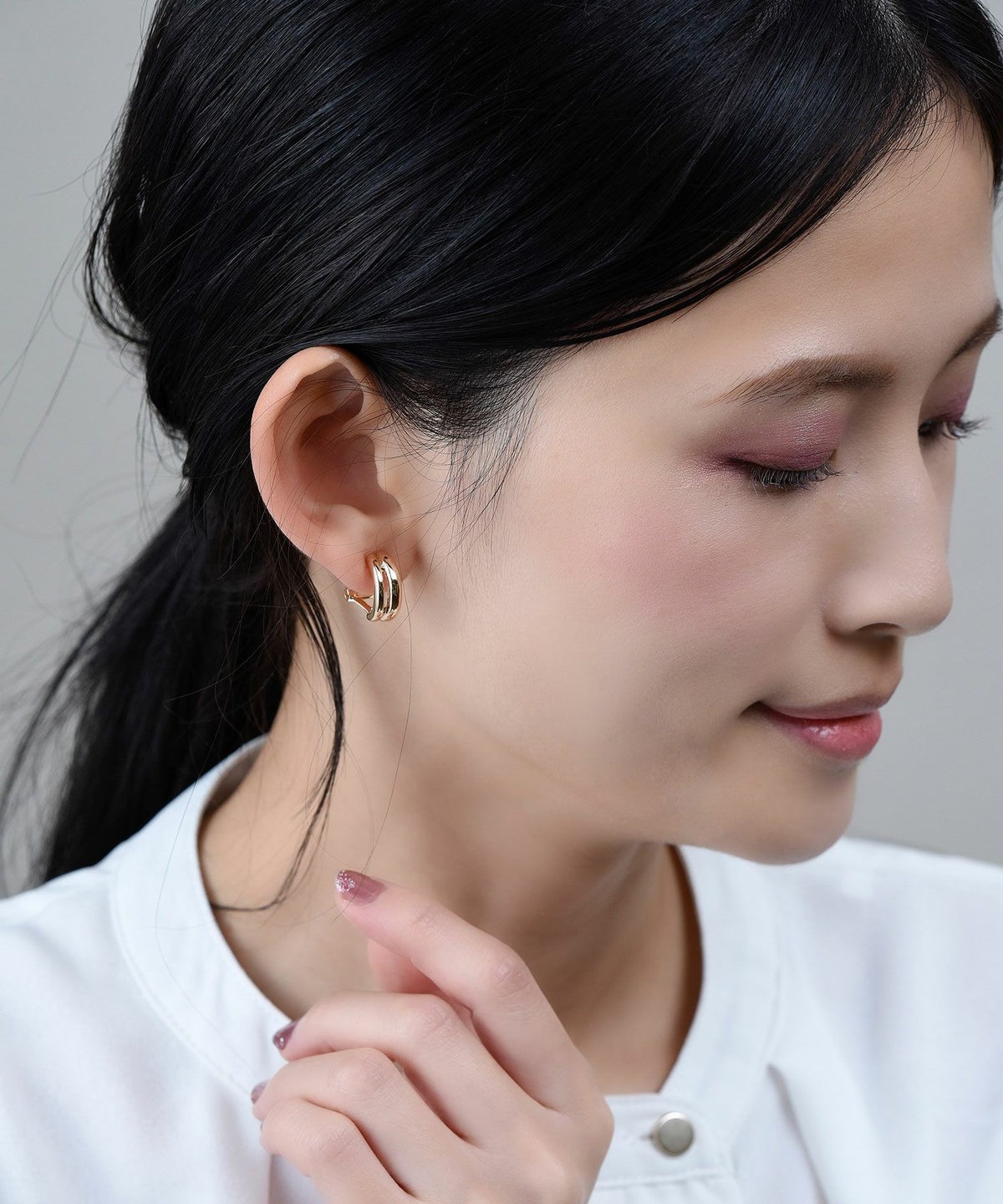 ダブルフープクリップイヤリング